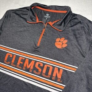 Colosseum Clemson Tigers 1/4 Zip Pullover Men's Large Charcoal Heather NCAA
